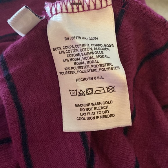 Anthro T.la Stripped Cuffed Sleeve V Neck Pocket Tee - Picture 4 of 4